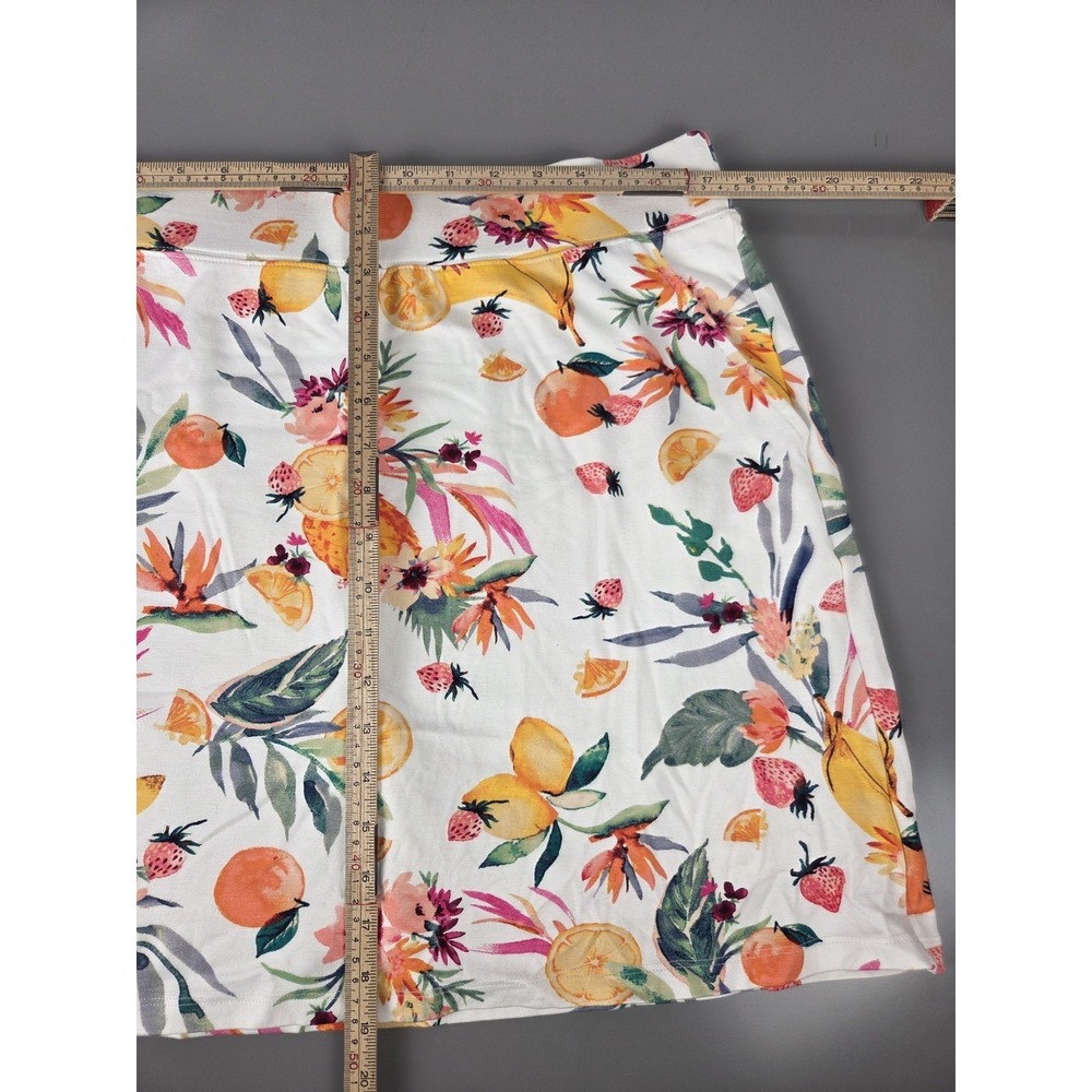 Denim & Co.Floral Citrus Tropical Skirt Shorts Underneath Sz L Skort - Picture 4 of 9